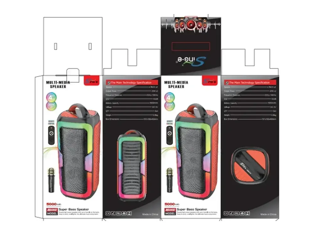 Колонка портативная Bluetooth JQS4407, 20Вт, 2 динамика, FM-радио, LED подсветка, микрофон, эквалайзер Одесса - изображение 1