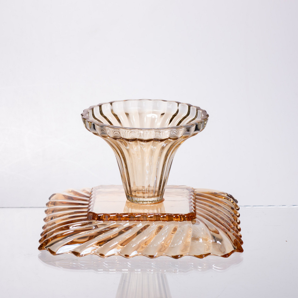 Тортівниця скляна квадратна на ніжці, 16×16 см Коричнева 64486-18 Коломыя - изображение 3