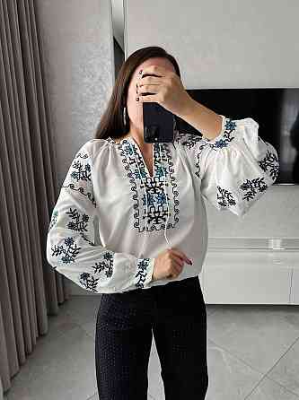 Женская современная вышиванка с растительными мотивами 80% хлопок, 20% полиэстер 44 Одесса