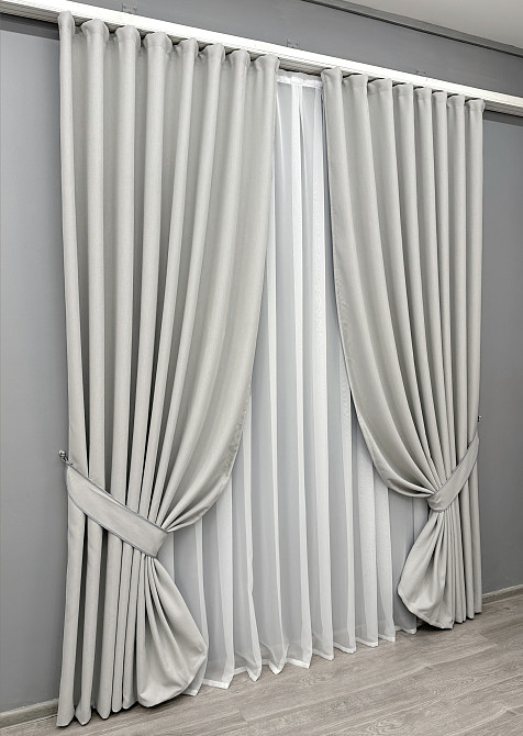 Комплект штор VR-Textil Блэкаут двусторонний Scandi № 1898ш Пепельный 150х270 см 2 шт (33-0930) Киев - изображение 3