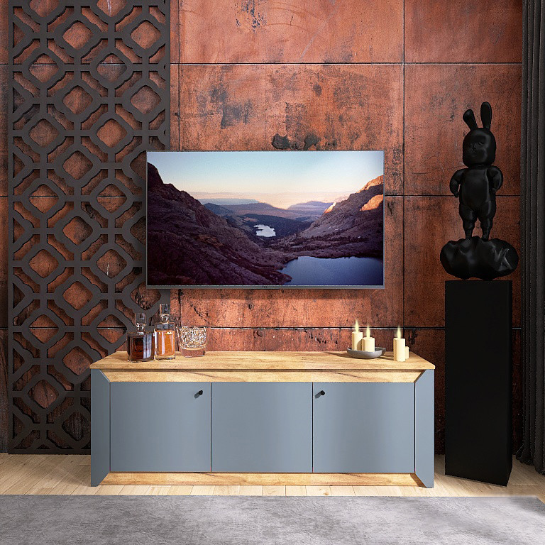 Тумба под телевизор Эверест Нордик ТВ-1500 Графит + Дуб крафт золотой (DTM-5542) Львов - изображение 1