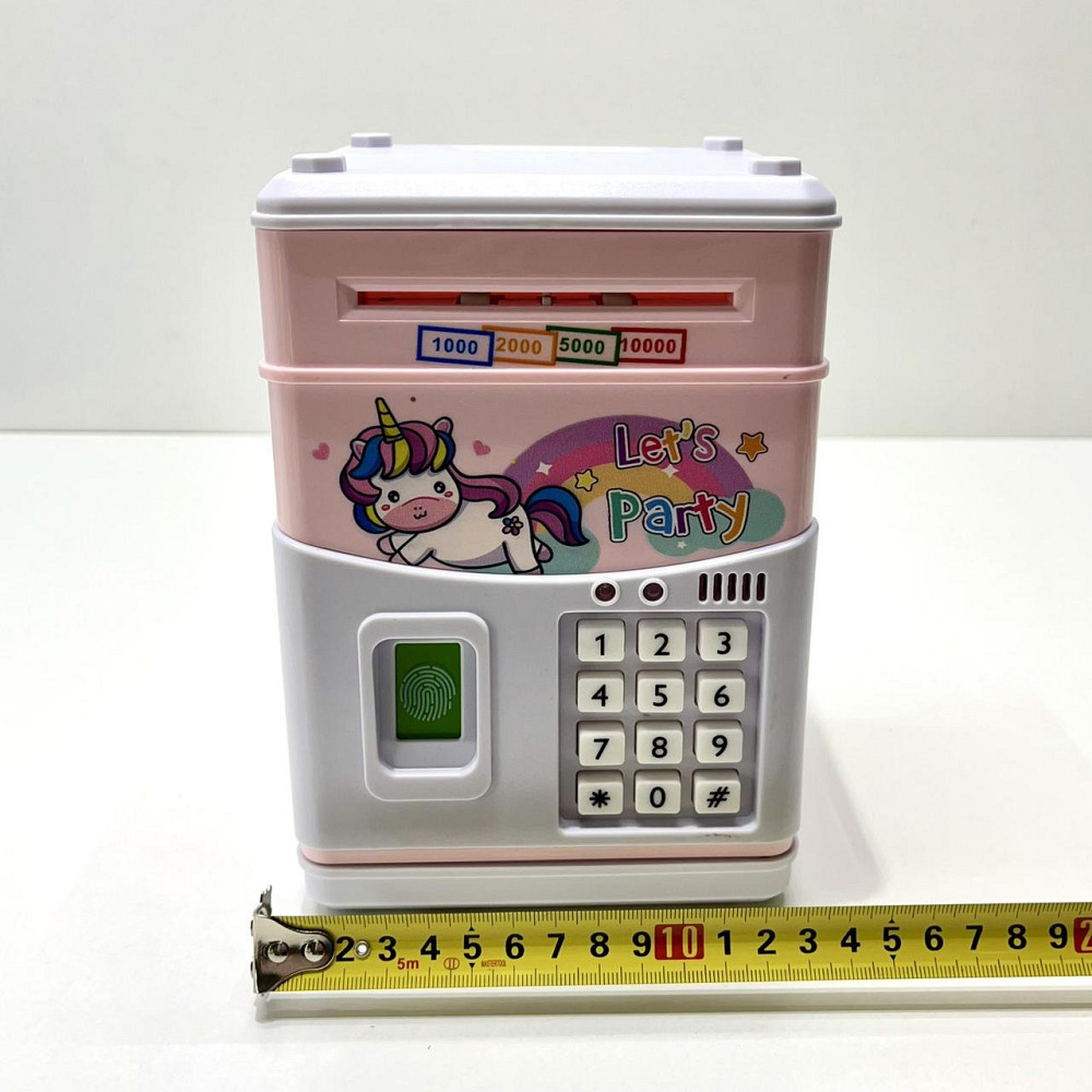 Сейф-скарбничка Банківський термінал з кодовим замком відбиток затягує купюри звук підсвічування від аккамулятора Рожевий (MK5398) Чернігів - фото 9