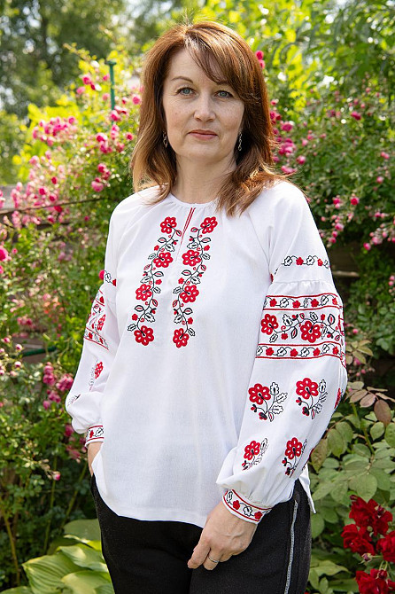 Вышиванка женская с длинным рукавом  льняная, белая  топ Киев - изображение 1