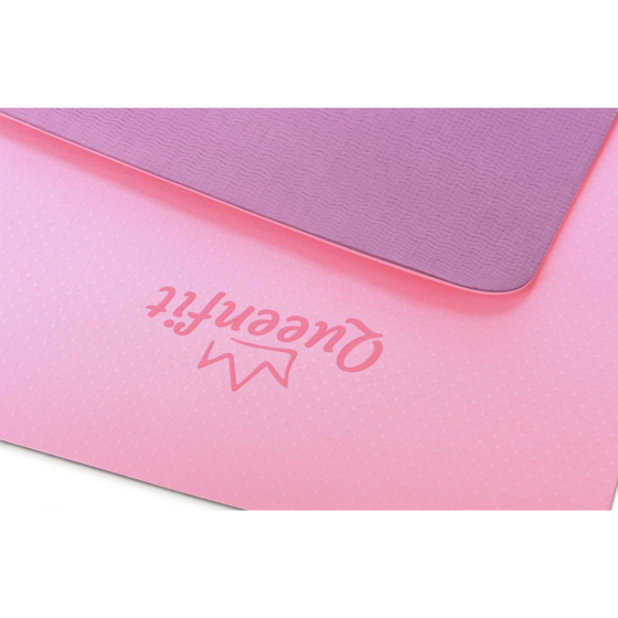 Килимок (мат) для фітнесу та йоги Queenfit Premium TPE 0,6см рожево-фіолетовий Київ