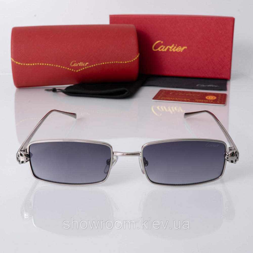 Жіночі стильні сонцезахисні окуляри Cartier (62870) silver Київ - фото 3