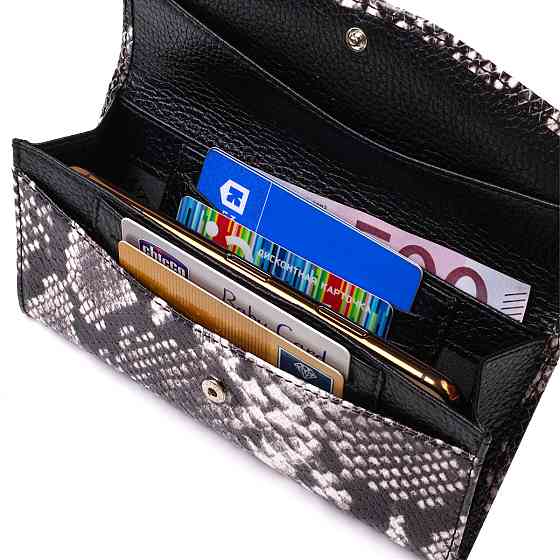 Жіноче фактурне портмоне з натуральної шкіри з тисненням під змію CANPELLINI 21692 Різнокольорове Київ