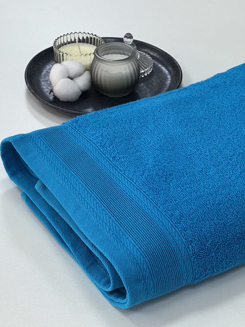 Рушник махровий Ideal Textile з бордюром однотонний щільність 360 г/м2 70х130 см (56860715) морський Чернівці - фото 6