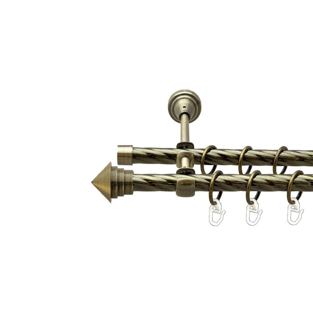 Карниз Orvit Сетра металевий дворядний відкритий скручена труба кільце металеве Антик 16\16 мм 240 см Львов - изображение 1