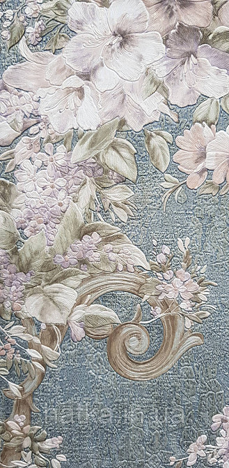 Шпалери вініл на флізеліні AdaWall Signature1.06х10 квіти гілки листя структурне рожеве бузкове золото 3д Київ - фото 3