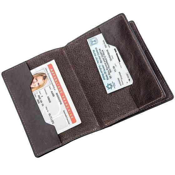 Обложка для автодокументов мягкая кожа GRANDE PELLE 11191 Коричневая Киев