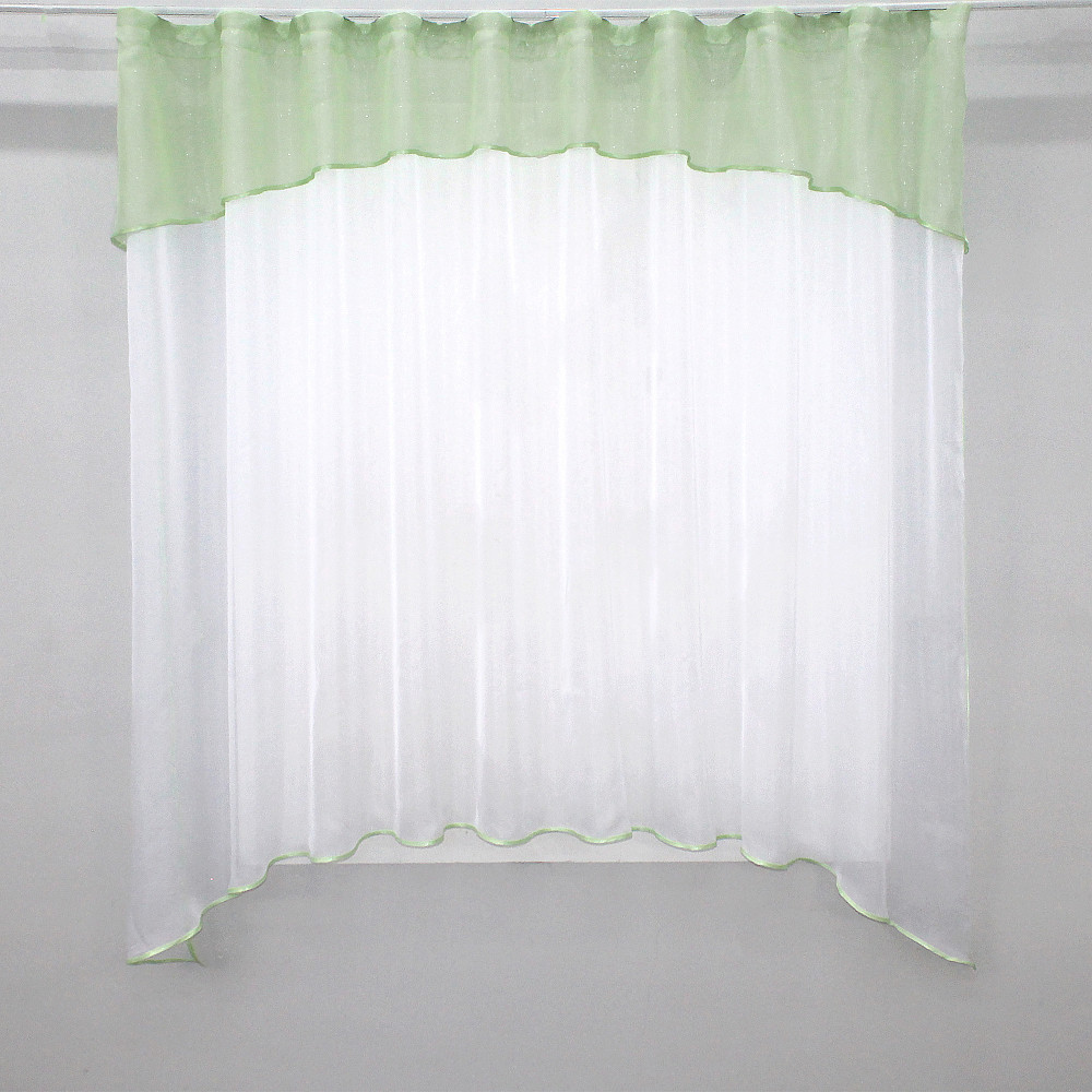 Кухонная гардина VR-Textil № 036к арка белый с салатовым 270х170 см (52-0514) Киев - изображение 1