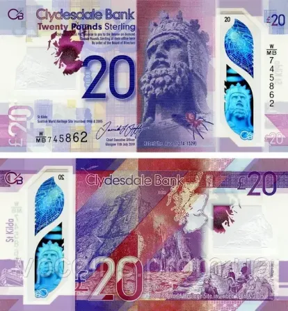 Шотландія / Шотландия 20 фунтів 2019р UNC Р-229R полімер Полтава - изображение 1