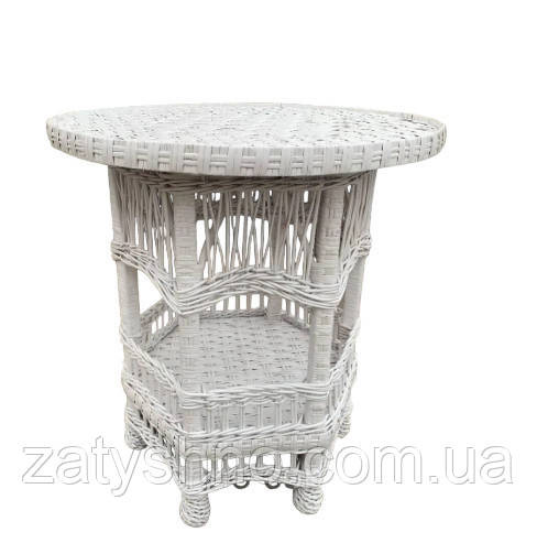 Плетений стіл круглий білий з лози Київ - фото 1