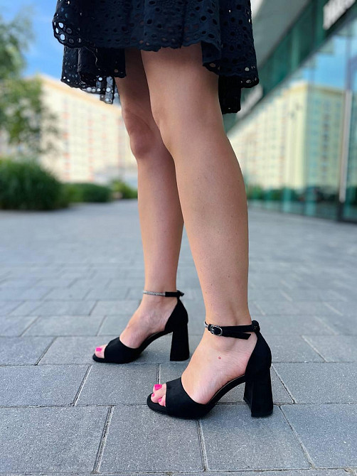 Meideli Босоніжки жіночі чорні MEIDELI L8902-28 літні, еко-замша / Модні босоніжки на підборах Коломыя - изображение 3