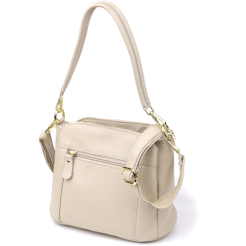 Зручна жіноча шкіряна сумка з трьома секціями Vintage 22980 Білий Київ - фото 2