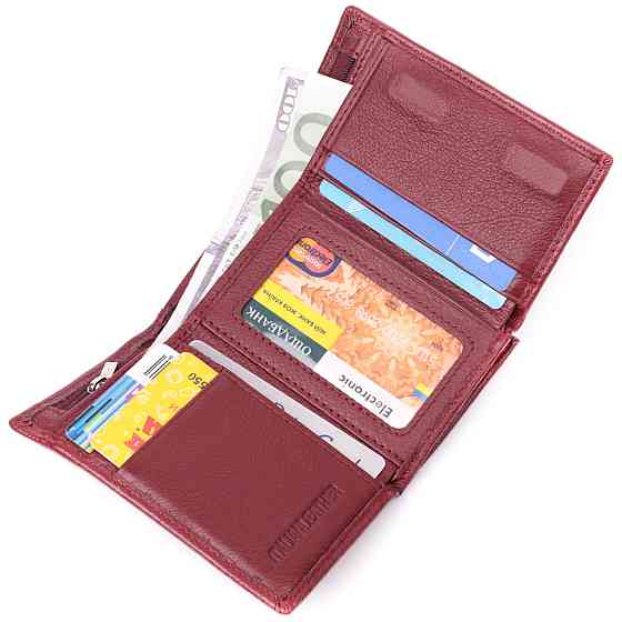Кожаный женский кошелек в три сложения ST Leather 22489 Бордовый Киев