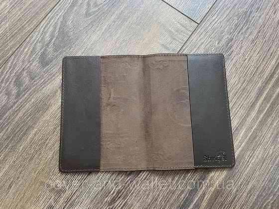 Шкіряна обкладинка для паспорта карта світу коричнева ST Leather Київ