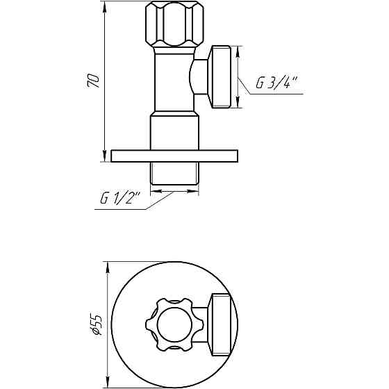 Кран вентильний кутовий SOLOMON 1/2″х 3/4″ 160403 Луцк