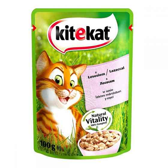 Kitekat Natural Vitality (Пауч) Консервы для кошек с лососем в соусе, 85 г (блок 28 шт) Винница