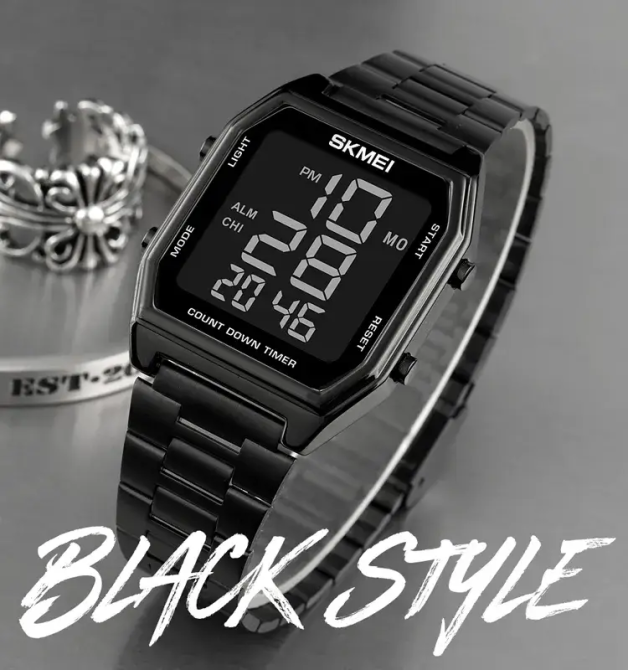 Чоловічий наручний годинник Skmei 1735 (Чорний з чорним циферблатом Вінниця - фото 6