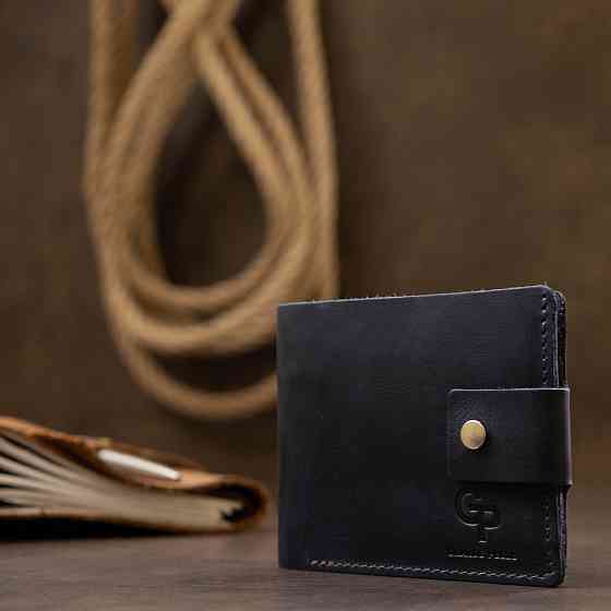 Мужское компактное кожаное портмоне GRANDE PELLE 11519 Темно-синий Киев