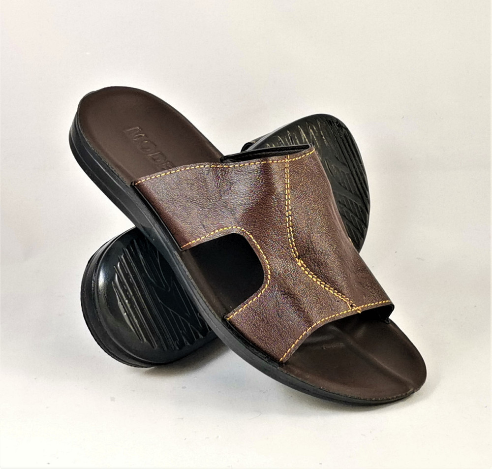 Мужские Шлёпанцы Тапочки Сланцы Коричневые Кожаные (размеры: 41,42,43,44,45) Днепр - изображение 2