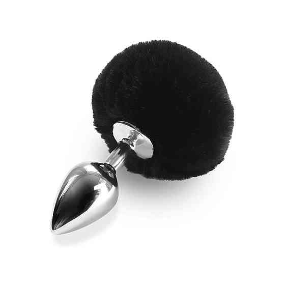 Металлическая анальная пробка М Art of Sex - Metal Butt plug Rabbit Tail Black, диаметр 3,4 см Sex Aura Киев