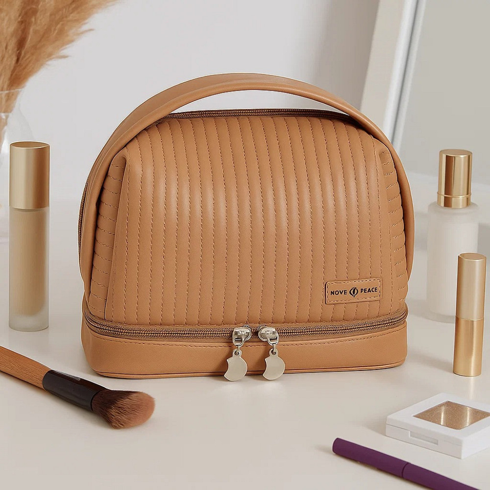 Косметичка для пренадлежностей из искусственной кожи для макияжа,коричневая Каменец-Подольский - изображение 1