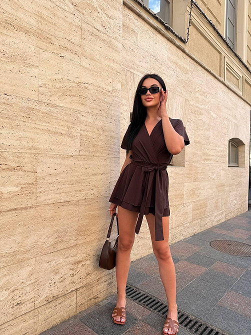 Жіноча романтична вечірня комбінезон-плаття софт Шоколад, 42/46 Одеса - фото 8