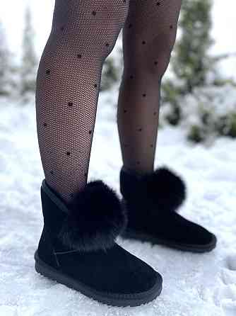 Угги жіночі OUQIDAGENI чорні замша натуральна висота 16 см (A1801-1) Коломия