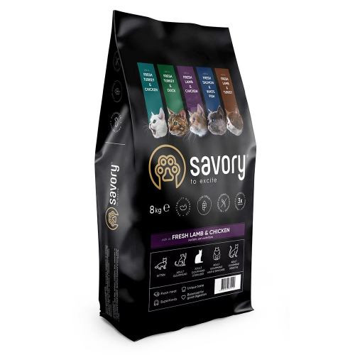 Корм сухой Savory Adult Cat Steril Fresh Lamb and Chicken для стерилизованных кошек со свежим ягненком и курицей 8 кг Киев - изображение 1