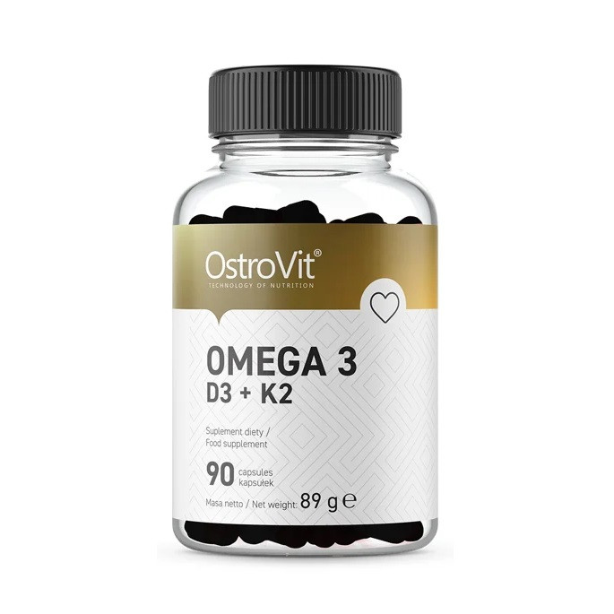 Омега 3 Вітаміни Д3 та К2 OstroVit Omega 3 D3+K2 90 caps Луцьк - фото 1