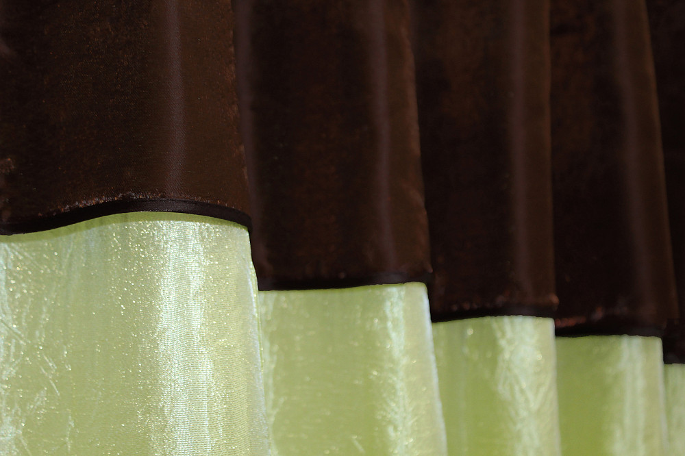 Кухонні штори VR-Textil № 073к з ламбрекеном і підхватами салатовий з коричневим 270х150 см (59-591) Київ - фото 4