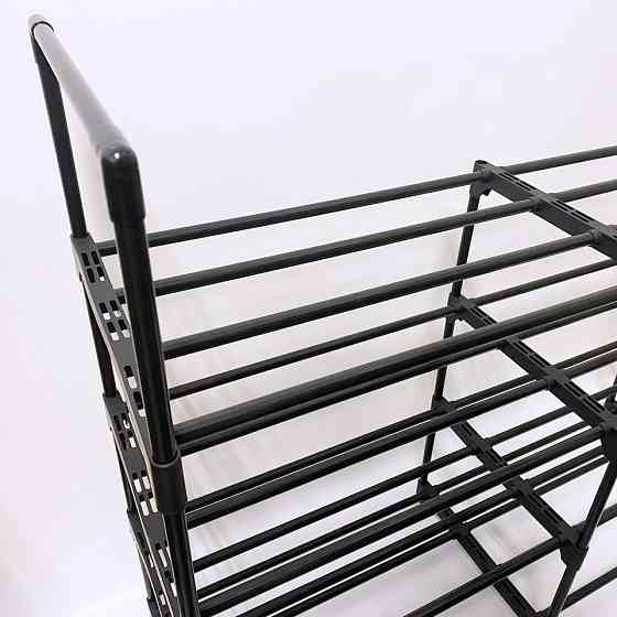 Модульна поличка для взуття, чорний органайзер на 6 поличок для прихожої 86x106x28 см Чорна Кам'янець-Подільський