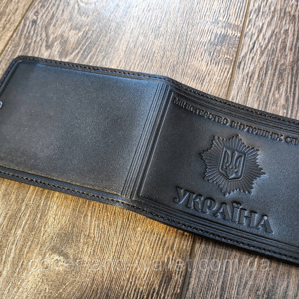 Шкіряна обкладинка "Міністерство внутрішніх справ" МВС (чорна) Київ - фото 3