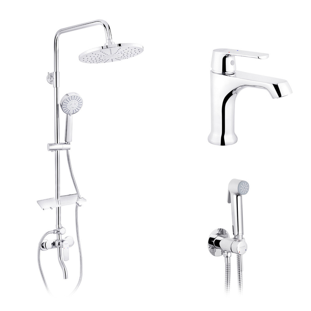 Набір 3 в 1 душова система Kroner Armada-C064K + змішувач Armada-C010 + змішувач Bidet-C082 Київ - фото 1