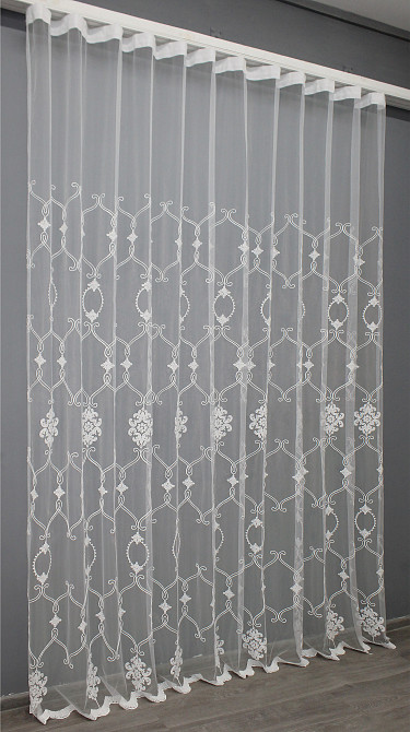 Тюль VR-Textil 1413т Фатин з вишивкою Білий 400х270 см (42-1123) Київ - фото 4