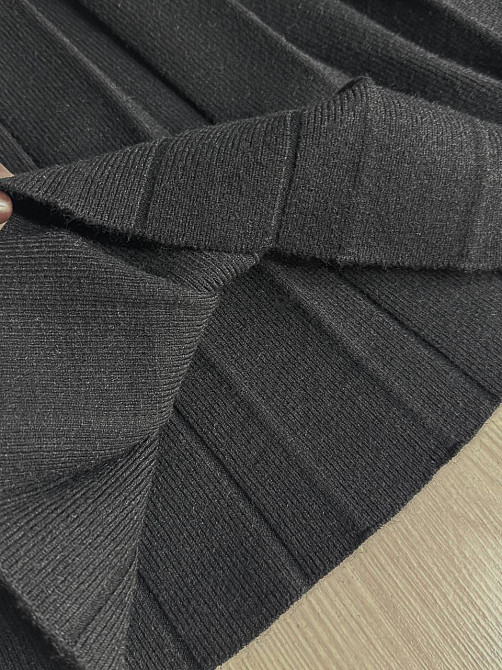 Спідниця жіноча A-N 9956 в’язана тепла у складку на резинці one size, чорний, one size Київ - фото 4