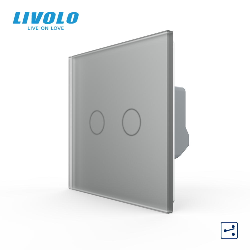 LIVOLO Сенсорний прохідний / перехресний вимикач LIVOLO, 2-сенсорний, сірий матове скло, 5А 230 Коломия - фото 1