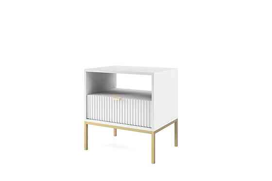Тумба прикроватная Perfect Home Новая/Nova с 1 ящиком и золотыми ножками S54 Белый (PFH-091261) Днепр