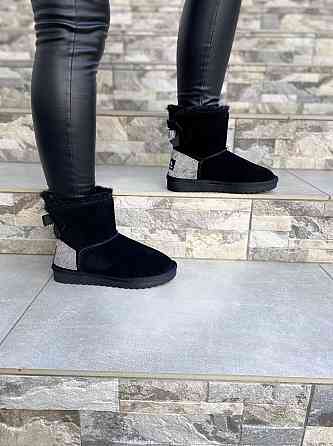 Угги жіночі OUQIDAGENI чорні замша натуральна высота 16 см размер 36-38 (4209) Коломыя