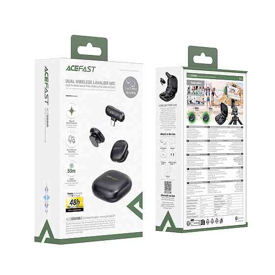 Бездротова мікрофонна система ACEFAST R1 dual-mic (Type-C) Black Київ