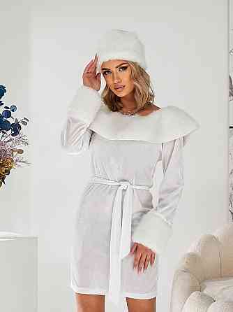 Женский набор снегурочки (платье+шапка+пояс) Білий Одеса