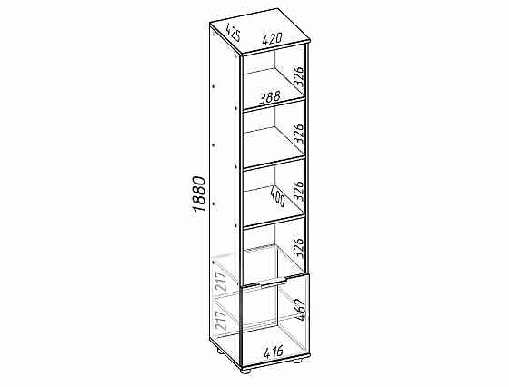 Пенал з полицями та шухлядами Ketrin К-4, Дуб Сонома, 420/425/1880 Львів