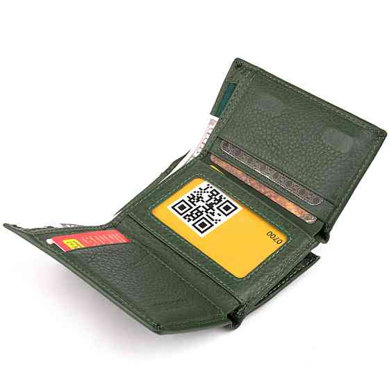 Горизонтальне портмоне зі шкіри унісекс на магніті ST Leather 19332 Зелене Київ