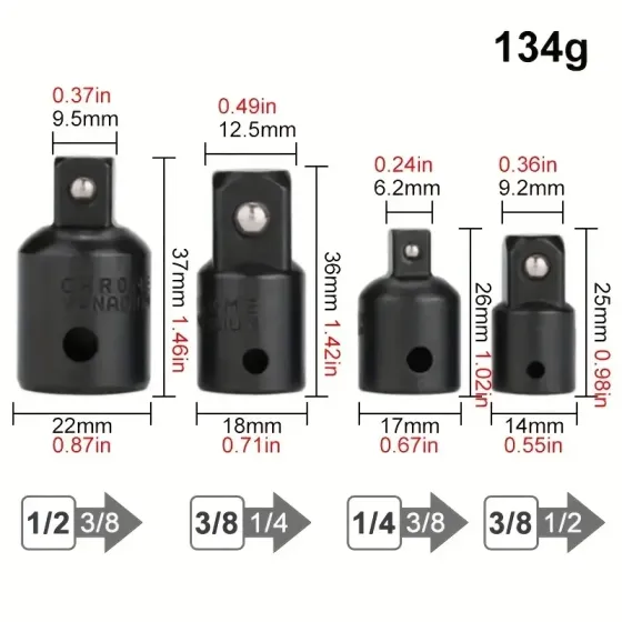 Набір перехідників для головок і трещоток 4 шт. Київ