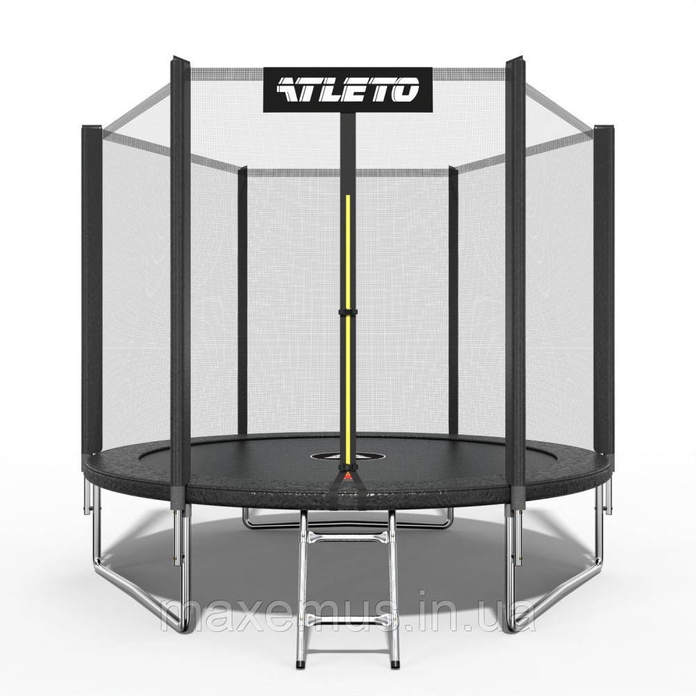 Детский батут с защитной сеткой и лестницей Atleto 183 см (6 ft) Черный | Гарантия 2 года + Подарок Мостиська - фото 6