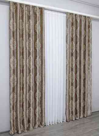 Двостороння тканина блекаут-софт, колекція "Корона" колір карамельний з бежевим 1280ш (А) Київ