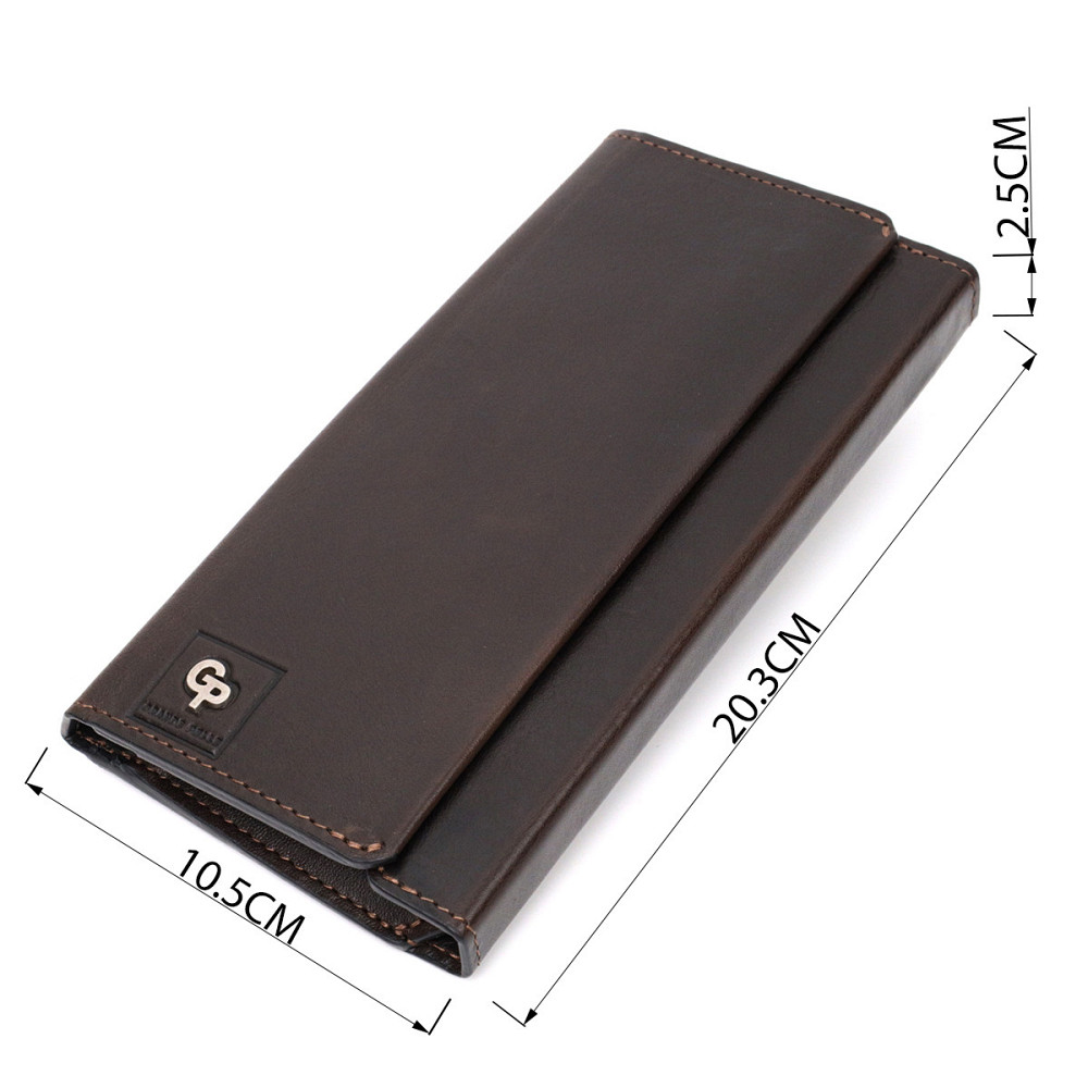 Вертикальный кошелек с отделением для телефона из натуральной кожи GRANDE PELLE 11645 Коричневый Киев - изображение 9