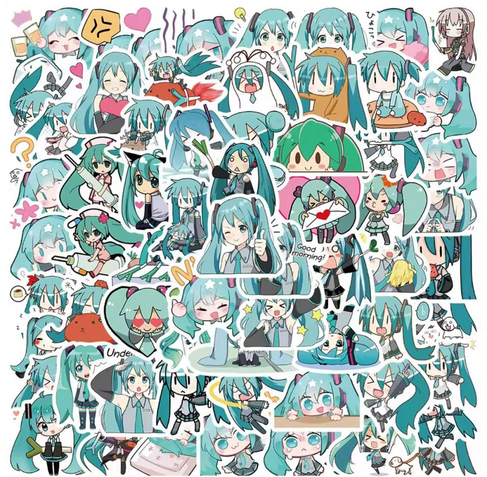 Набор стикеров Хацунэ Мику — 50 штук аниме наклеек Киев - изображение 2